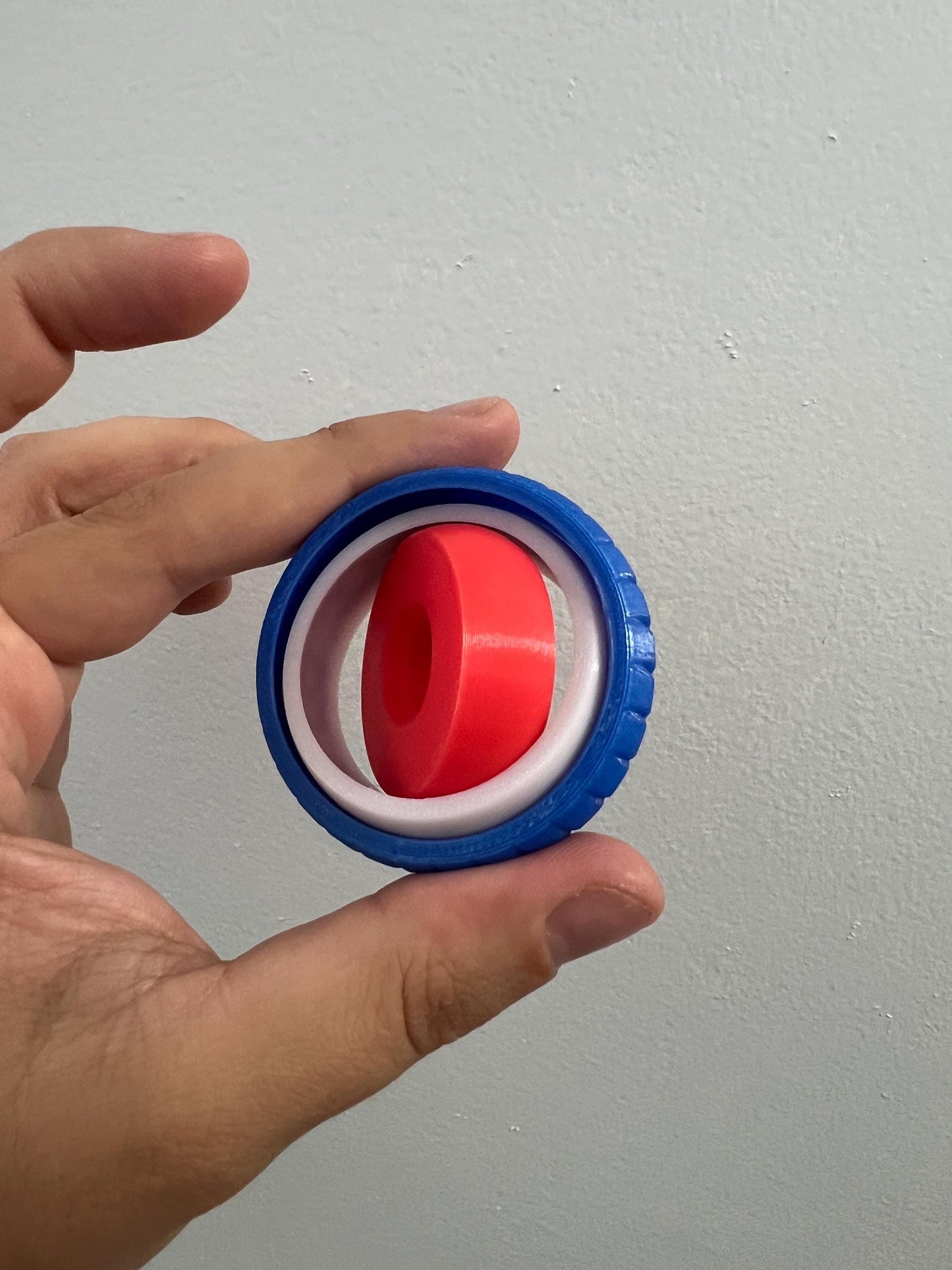 3D Printed Fidget Spinner Toy for ADHD, Stress, and Anxiety | Tricolor Cap’n America Edition