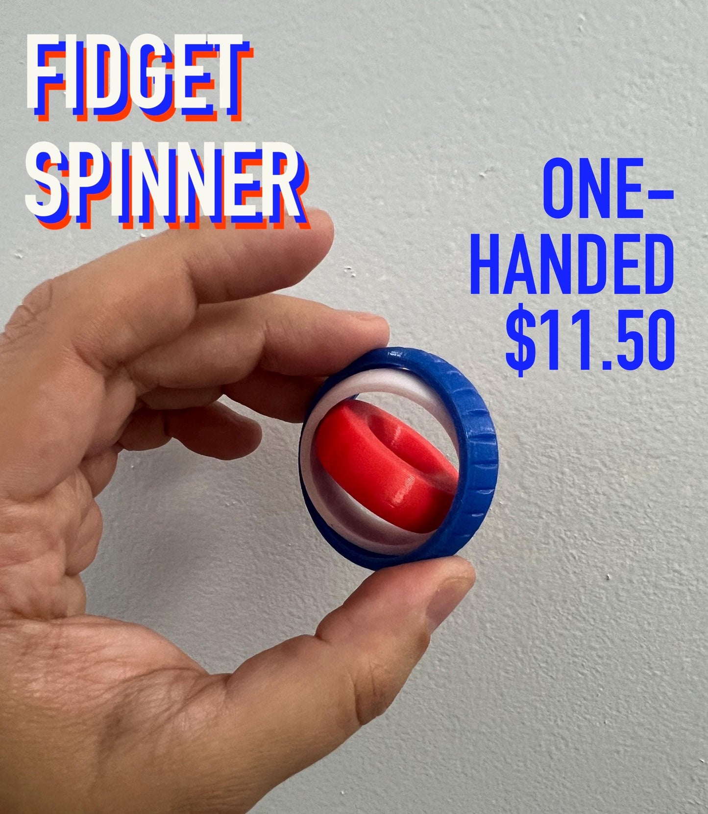 3D Printed Fidget Spinner Toy for ADHD, Stress, and Anxiety | Tricolor Cap’n America Edition